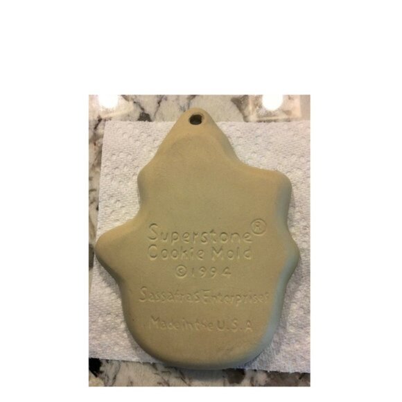 Set of 2 Vtg Sassafras 1994 Cookie Art Stoneware Mold Christmas Tree & Snowman - Picture 4 of 5